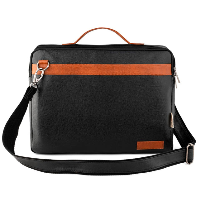 Black and orange bag with a strap 